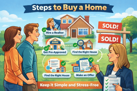 couple learning buying a home steps with a real estate agent in Birmingham and Chelsea Alabama