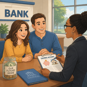 couple opening savings account for down payment home buying in Birmingham and Chelsea Alabama