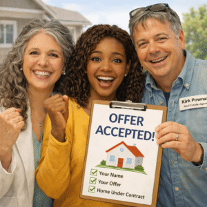 Kirk and Sheila Pownall celebrating offer accepted with home buyer in Birmingham and Chelsea Alabama